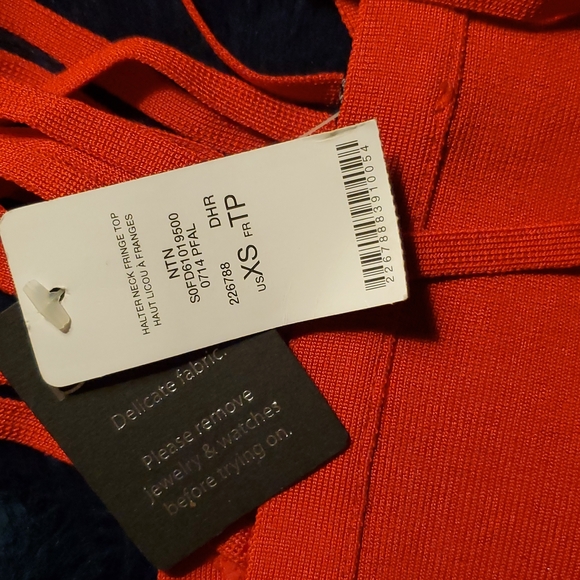 BEBE red crop shirt.  XS - Picture 4 of 5